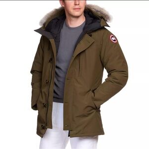Men's Olive Parka with Fur Hood